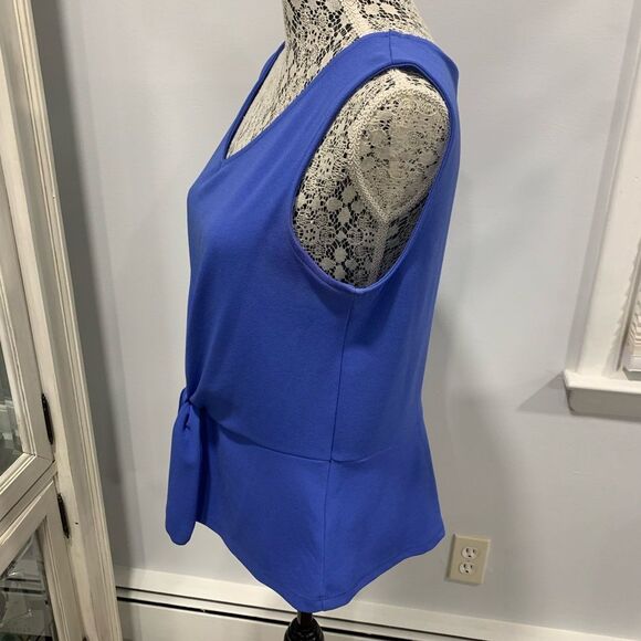 Talbots Blue Sleeveless Tie-Front Tank Top - Picture 3 of 5